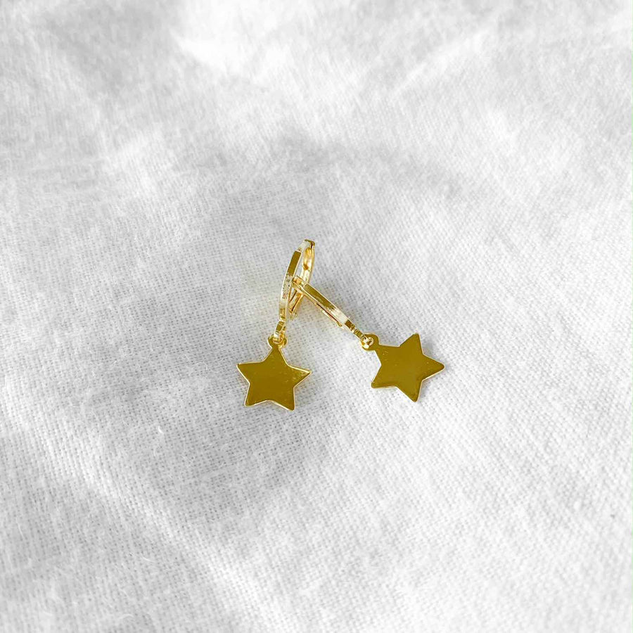 Aros argolla con estrella oro