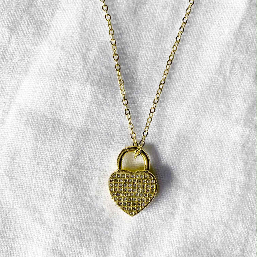 Collar candado corazón oro