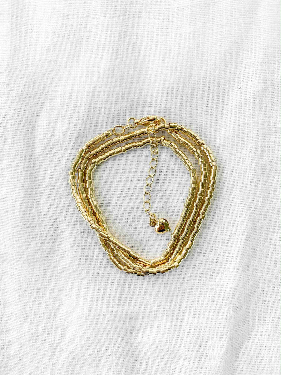 Collar - Pulsera mostacilla Tubo oro